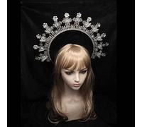 Crystal Tiara Crowns for Women Baroque Halo Crown Headpiece Handmade Gothic Punk Women Goddess Angel Headband Costume Accessories,6