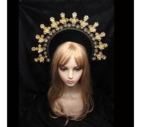 Crystal Tiara Crowns for Women Baroque Halo Crown Headpiece Handmade Gothic Punk Women Goddess Angel Headband Costume Accessories,6