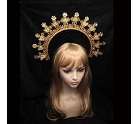 Crystal Tiara Crowns for Women Baroque Halo Crown Headpiece Handmade Gothic Punk Women Goddess Angel Headband Costume Accessories,6