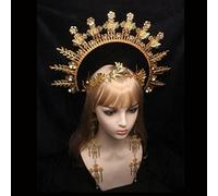 Crystal Tiara Crowns for Women Baroque Halo Crown Headpiece Handmade Gothic Punk Women Goddess Angel Headband Costume Accessories,6