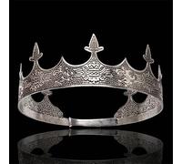 Crystal Tiara Crowns for Women Baroque Vintage Metal King Crown Royal Medieval Costume Diadem Men's Prince Birthday Prom Wedding Head Jewelry Hair Accessories Color : Antique Copper Pl