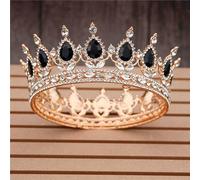 Crystal Tiara Crowns for Women Large Bride Wedding Crown Queen King Round Diadem Bridal Headpiece Pageant Hair Jewelry Head Accessory,Gold Pink
