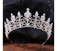 Crystal Tiara Crowns For Women Vintage Ab Crystal Wedding Hair Accessories Rhinestone Bridal Tiara And Crowns Women Girls Princess Head Jewelry, Silver-03
