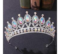 Crystal Tiara Crowns For Women Vintage Ab Crystal Wedding Hair Accessories Rhinestone Bridal Tiara And Crowns Women Girls Princess Head Jewelry, Silver-02