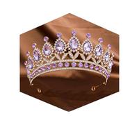 Crystal Tiaras and Crowns for Women - Wedding and Birthday Party Princess Crown Hair Accessories - Bride Rhinestone Headband(Gold+ Purple)