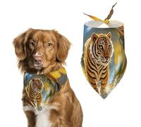 Crystal Tiger Dog Bandanas for Feeding Grooming, Triangle Pet Bibs Washable Pets Scarf for Cats & Dogs