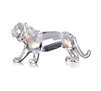 Crystal Tiger Figurine Animals Craft Home Decor Ornaments Collectible Birthday New Year Gifts (White)