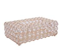 Crystal Tissue Box Holder, Rectangular Gold Facial Tissue Dispenser, Elegant Bathroom Living Room Decor for Home Office Hotel