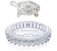 Crystal Tortoise Glass with Plate Feng Shui Vastu Set for Career and Good Luck