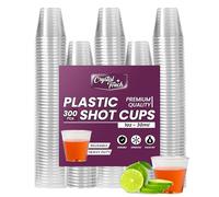 Crystal Touch 1oz Shot Glass - 300 Disposable Plastic Cups in Crystal Clear - Durable Dessert and Tasting Cups for Birthday, Wedding, Anniversary Party