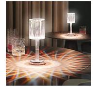 Crystal Touch Table Lamp 7 Colour Changing Rechargeable Acrylic Lamp with Remote 2000mAh Battery Romantic LED Light for Bedroom Living Room Bar Dining Decor Diamond Cut Design