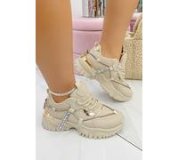 Crystal Track Luxe Chunky Trainers Love Lemonade Light Beige 5