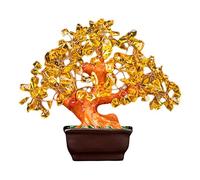Crystal Tree Bonsai Style Decoration, Symbolizing Luck and Wealth,Feng Shui Good Luck Wealth Tree Decoration Business Gift for Office Home Living Room (gold)