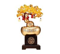 Crystal Tree Citrine Fortune Tree with High Base, Fortune Gold Ingot Opening Housewarming Decor Crystal Feng Shui Tree(Gold)