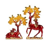Crystal Tree Citrine Money Tree, Fortune Twin Deer Opening Home Housewarming Decorations Crystal Feng Shui Tree