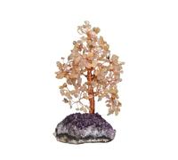 crystal tree， Crystal Tree With Cluster Base Money Ornament For Feng Shui Desk Decoration Fengshui Decorations(Yellow)