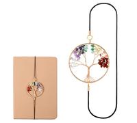 Crystal Tree Elastic Bookmark, Rose Golden Round Shape Crystal Tree Bookmark, 7 Chakra Crystals Elastic Bookmarks for Women, Vintage Bookmarks for Birthday, Mothers Day, Thanksgiving, Valentines