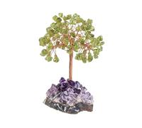 Crystal Tree, Gemstone Crystal Tree with Amethyst Cluster Base Feng Shui Decor Bonsai Money Home Fengshui Decorations(Grün)