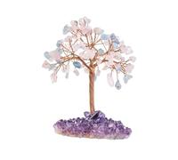 crystal tree， Gemstone Crystal Tree With Amethyst Cluster Base Feng Shui Decor Bonsai Money Home Fengshui Decorations(Multi colored)