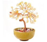 Crystal Tree, Handmade Healing Natural Citrine Crystal With Ceramic Base, Good Luck Home Decor For Women Men Gifts