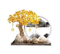 Crystal Tree Living Room Crystal Fortune Tree, Citrine Money Tree Quicksand Painting Ornament, Home Office Opening Decoration Crystal Feng Shui Tree(Gris)