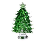 Crystal Tree Miniature Figurines, 3D Christmas Tree Miniature, Handmade Glass Paperweight Statue Collectible (Green)