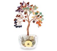 Crystal Tree of Life Chakra Crystal Tree Handmade Gemstone Money Trees Good Luck Gifts for Women Men Birthday Christmas Healing Crystals Ornament for Home Office Room (seven colour)
