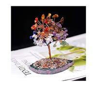 Crystal Tree of Life Natural Crystal Tree Amethyst Rose Quartz Seven Chakra Feng Shui Gem Tree Therapy Lucky Tree Decoration Agate Slices Stone Artificial Tree Feng Shui Gemstone Desk Decor (Color :