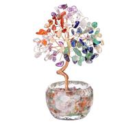 Crystal Tree Ornament - 12cm Handmade Crystal Bonsai Decor, Wealth and Good Luck Symbol, Energy Balance Display Accent, Elegant Tabletop Craft, Spiritual Home Styling | Desk Shelf Living Room Gift