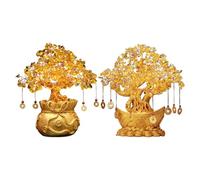 Crystal Tree - Polished Citrine Stone Design Crystal Tree | Traditional Ornament That Attracts Abundance and Success and Energy in the Office, Store Shelf, Holiday , Home