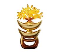 Crystal Tree Tabletop Home Feng Shui Ornament, Citrine with Gold Ingot Fortune Tree Decoration Crystal Feng Shui Tree(Gold)