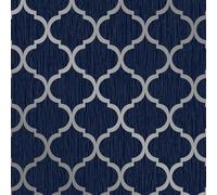 Crystal Trellis Textured Wallpaper Debona Mid Blue One Size