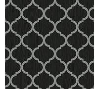 Crystal Trellis Wallpaper Black/Silver Debona 8895
