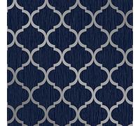Crystal Trellis Wallpaper Blue/Silver Debona 8894