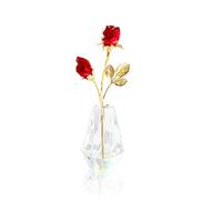 Crystal Tulips Figurine Collectible, Tiny Glass Rose Decor, Red Rose with Stems, Glass Flowers in Crystal Vase, Home Decor Ornament for Wedding Party