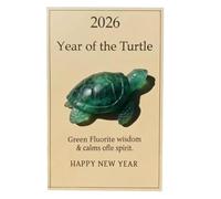 Crystal Turtle Figurines - Green Fluorite | Auspicious Wisdom and Calming Energy, Decorative Blessed Tortoise Ornament for 2026 Year, Birthday, Family and Friends