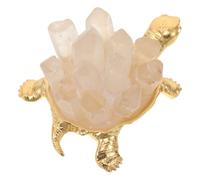Crystal Turtle Statue with Brass, Golden Collectible Figurine 2.4x1.8 | Copper Finish, Rounded Refined Style, Stable Display Piece, Feng Shui Good Luck Accent
