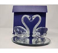 Crystal Twin Swan Sparkle Ornament Bling Crushed Crushed Diamond Display Wedding Anniversary, Birthday Present, Home Decor