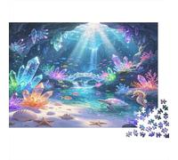 Crystal Underwater Cave 1000 Piece Jigsaw Puzzle Paper Puzzle for Adults Fantasy Light Scene Improve Focus Family Activity Home Decor Relaxing Gift 52x38cm/1000pcs