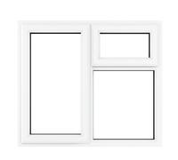 Crystal uPVC A Rated Side Hung Window (Left Hand) Next to a Top Opener/Over a Fixed Light 1190 x 1190mm Clear - White