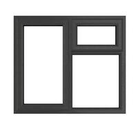 Crystal uPVC A Rated Side Hung Window (Left Hand) Next to a Top Opener/Over a Fixed Light 190 x 1040mm Clear - Grey External/White Internal