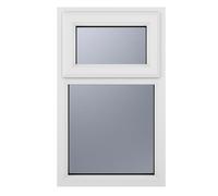 Crystal uPVC A Rated Window (Top Hung Opener) Over a Fixed Light 1040 x 1190mm Obscure - White