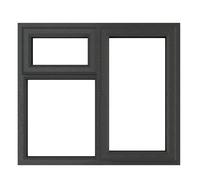 Crystal uPVC Window 7016 external White Internal A Rated Right Hand Si uPVC Window 7016 external White Internal A Rated Right Hand Side Hung Next to a Top Opener Over a Fixed Light - Grey with Clear G