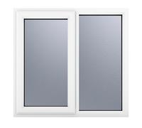 Crystal uPVC Window Left Hand Side Hung Next to a Fixed Light uPVC Window Left Hand Side Hung Next to a Fixed Light - White with Obscure Glazing