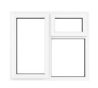 Crystal uPVC Window A Rated Left Hand Side Hung Next to a Top Opener O uPVC Window A Rated Left Hand Side Hung Next to a Top Opener Over a Fixed Light - White with Clear Glazing