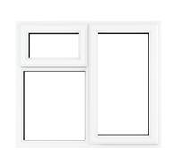 Crystal uPVC Window A Rated Right Hand Side Hung Next to a Top Opener uPVC Window A Rated Right Hand Side Hung Next to a Top Opener Over a Fixed Light - White with Clear Glazing