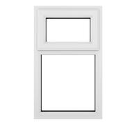Crystal uPVC Window A Rated Top Hung Opener Over Fixed Light - White w uPVC Window A Rated Top Hung Opener Over Fixed Light - White with Clear Glazing