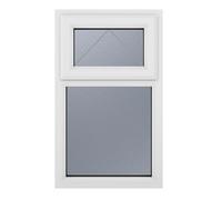 Crystal uPVC Window A Rated Top Hung Opener Over Fixed Light - White w uPVC Window A Rated Top Hung Opener Over Fixed Light - White with Obscure Glazing