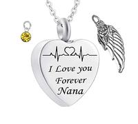 Crystal, Urns for Men Steel Birthstone Wing Memorial Locket for Women with Funnel Kit & Bag
