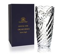 Crystal Vase, 30cm high, For Flowers & Decor, Orchid Design, Eternal Love for Home Nice, Shiny, Adorable, Suitable For all Occasions, Perfect as a Gift,